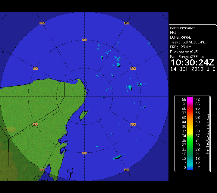 Cancun Radar of Hurricane Paula (2010) Approach