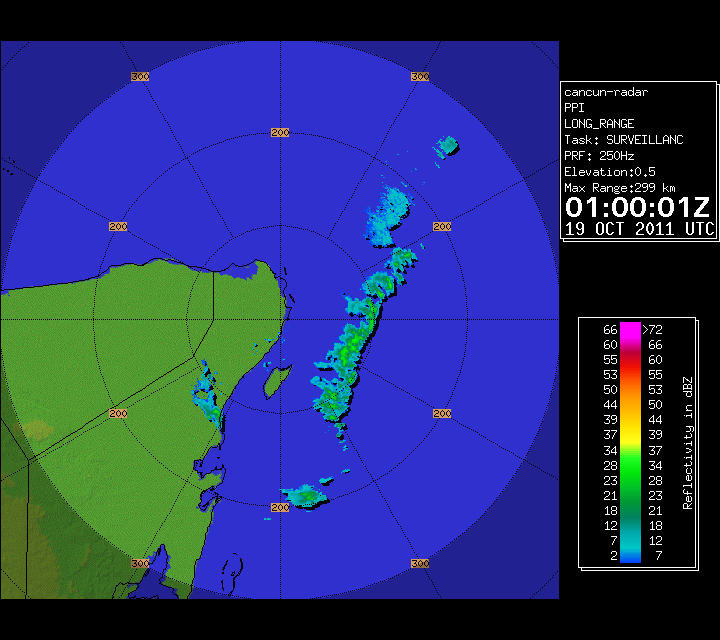 Cancun Radar of 95L (October 2011) Approach