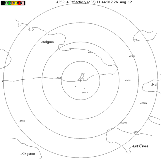 Radar from Guantanamo Bay, Cuba  for Isaac (2012) Approach