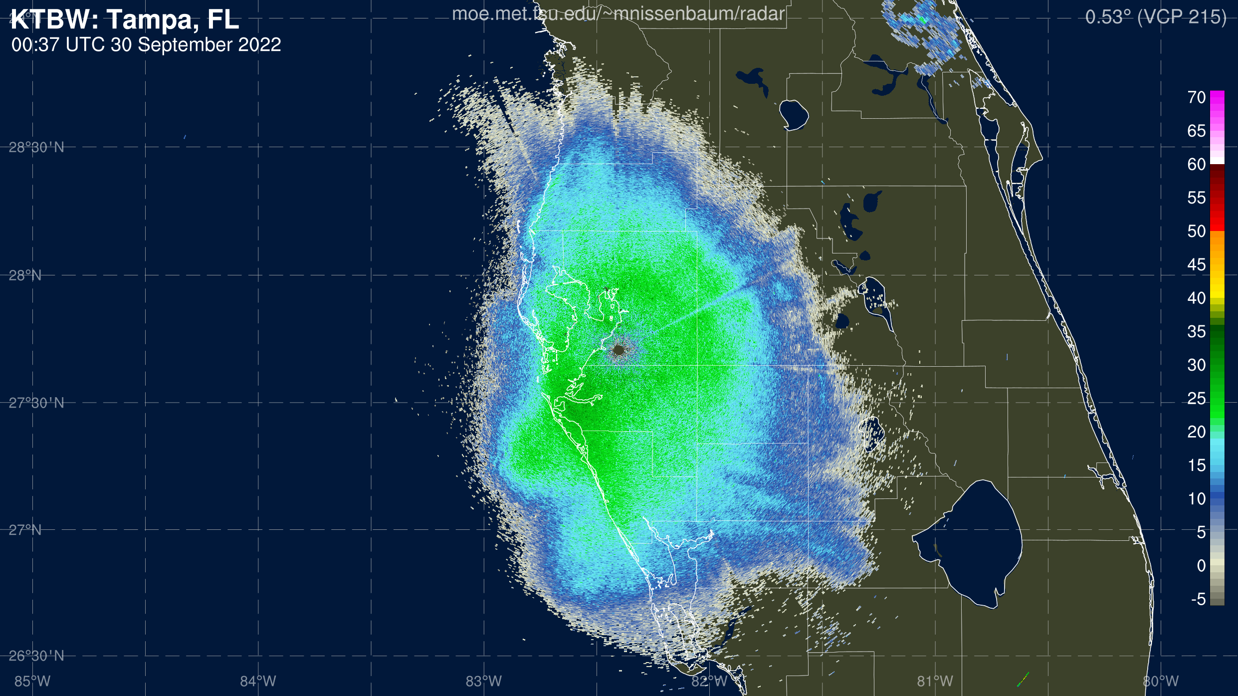 Tampa Radar Recording of Ian (2022) Approach