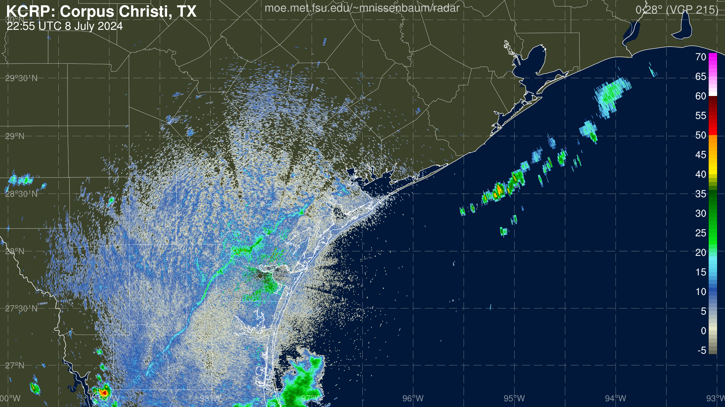 Corpus Christi Radar Recording of Beryl (2024) Approach