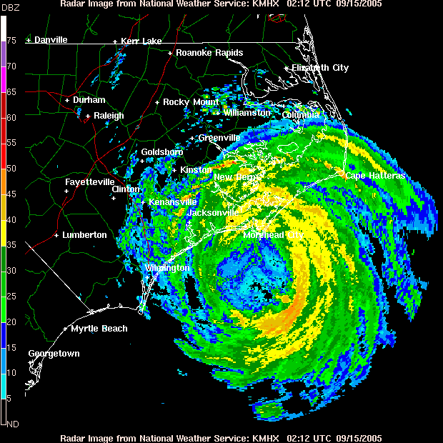 Wilmingon NC Radar - Ophelia (2005)