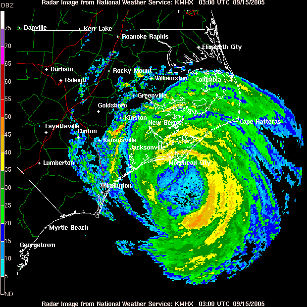 Wilmingon NC Radar - Ophelia (2005)