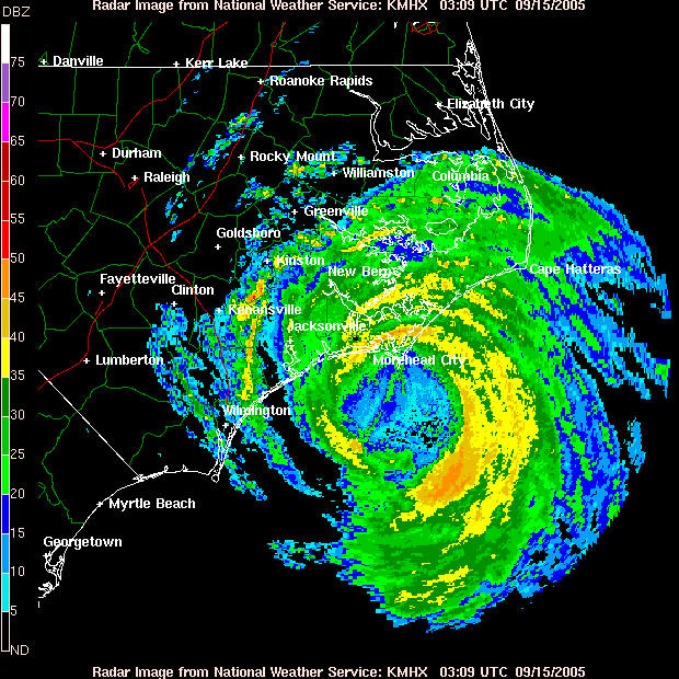 Wilmingon NC Radar - Ophelia (2005)
