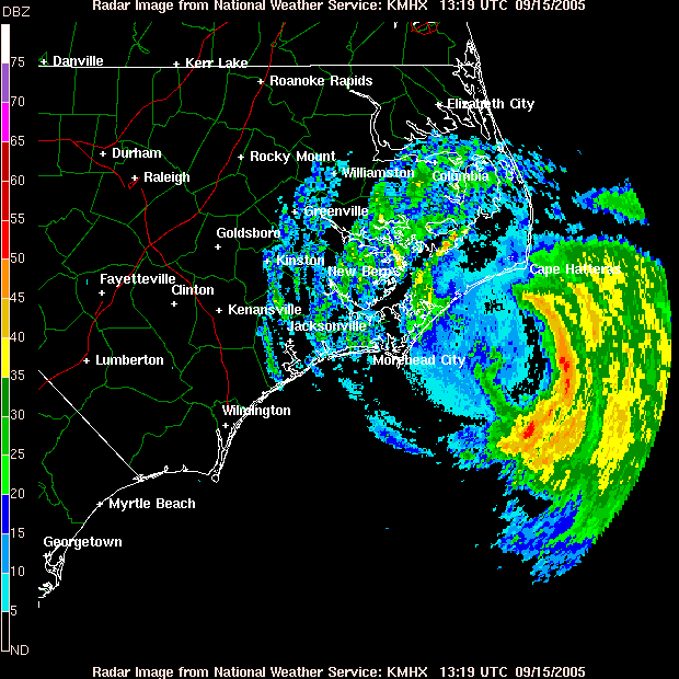 Wilmingon NC Radar - Ophelia (2005)
