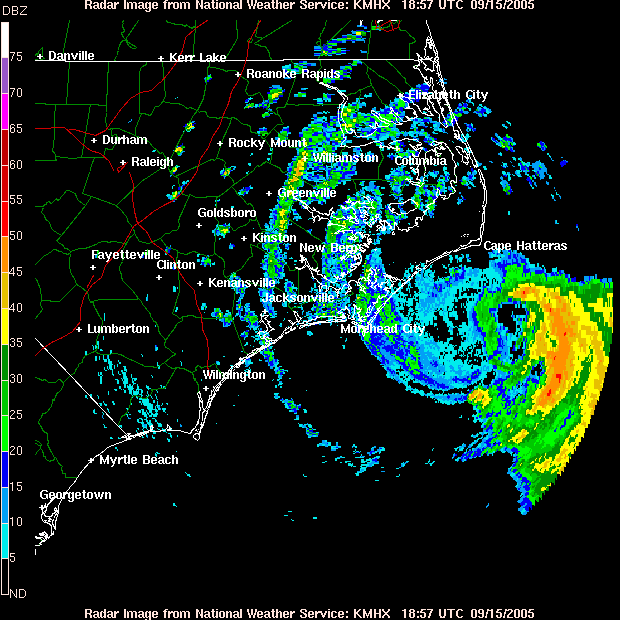 Wilmingon NC Radar - Ophelia (2005)