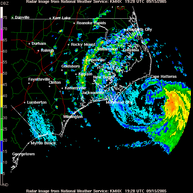 Wilmingon NC Radar - Ophelia (2005)