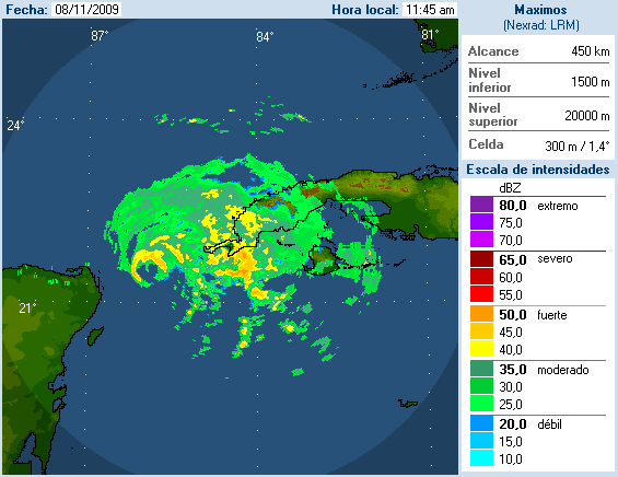 Ida (2009) West Cuban Radar w Cancun Radar