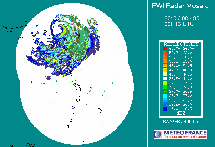 Puero Rico/French Antilles Radar Animation for Earl (2010) Approach