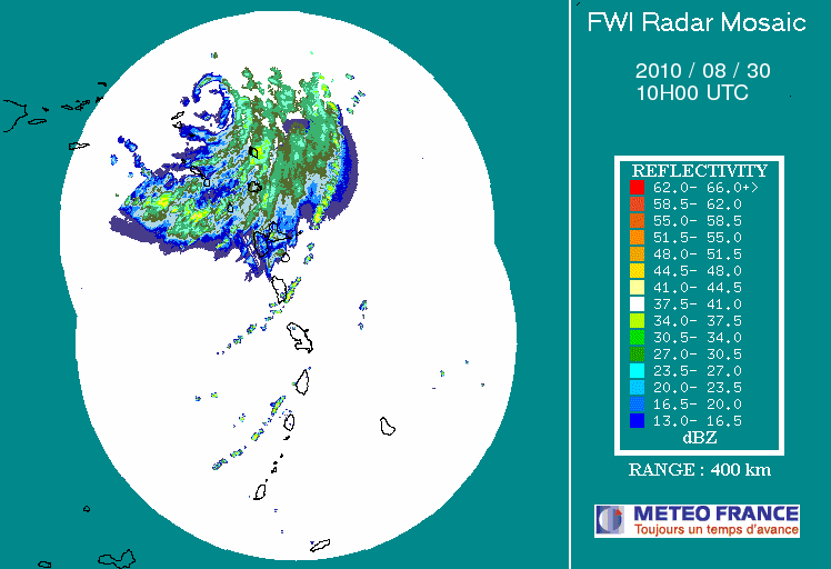 Puero Rico/French Antilles Radar Animation for Earl (2010) Approach