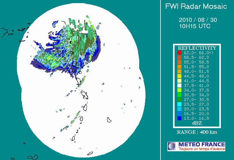 Puero Rico/French Antilles Radar Animation for Earl (2010) Approach