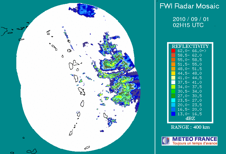 French Antilles Radar Animation for Fiona (2010) Approach