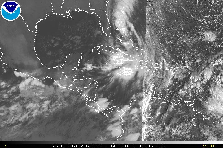 Western Caribbean Visible Satellite Loop Starting 9/26/2010