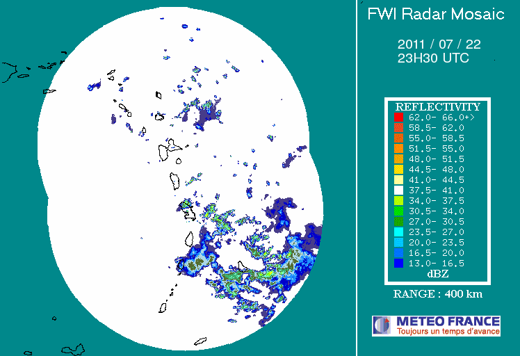 French Antilles Radar Animation for 90L (Jul 2011) Approach