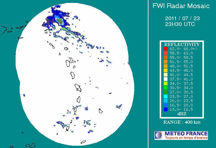 French Antilles Radar Animation for 90L (Jul 2011) Approach