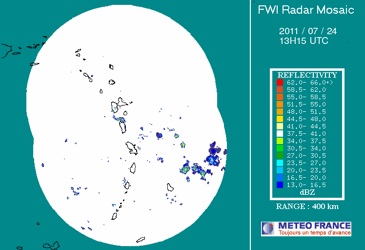 French Antilles Radar Animation for 90L (Jul 2011) Approach