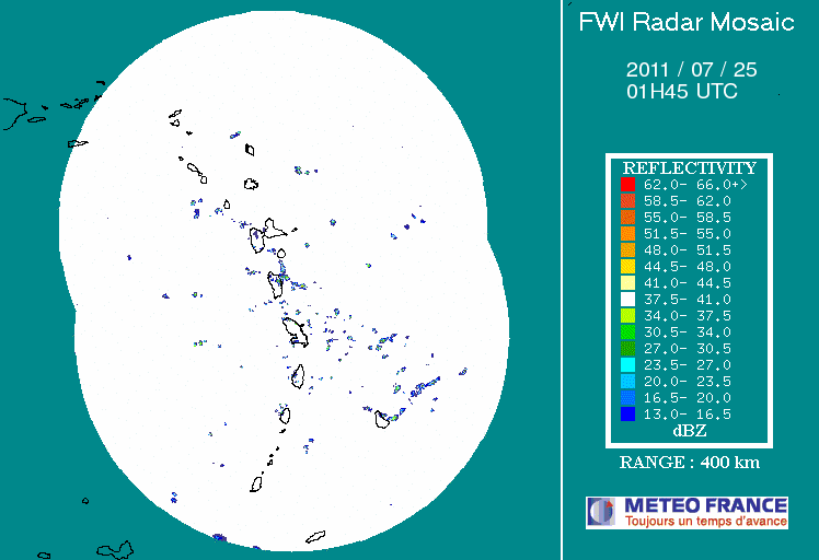 French Antilles Radar Animation for 90L (Jul 2011) Approach