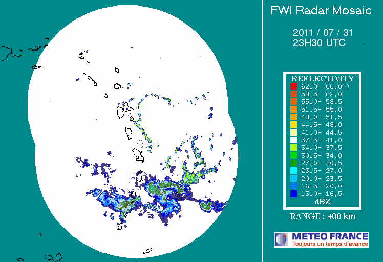 French Antilles Radar Animation for Emily/91L (Jul-Aug 2011) Approach