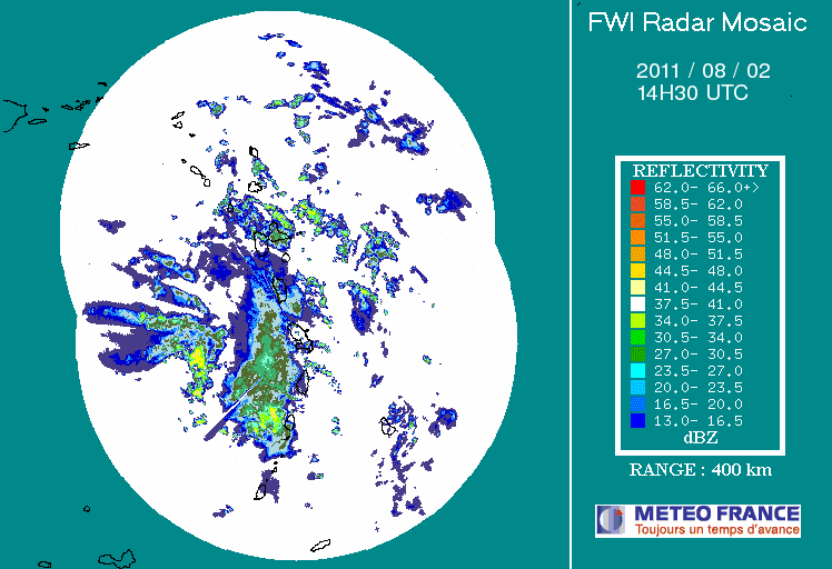 French Antilles Radar Animation for Emily/91L (Jul-Aug 2011) Approach