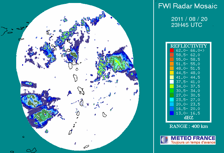 French Antilles Radar Animation for Irene (Aug 2011) Approach