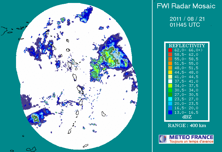 French Antilles Radar Animation for Irene (Aug 2011) Approach