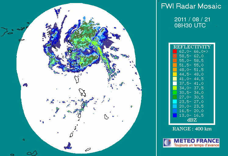 French Antilles Radar Animation for Irene (Aug 2011) Approach