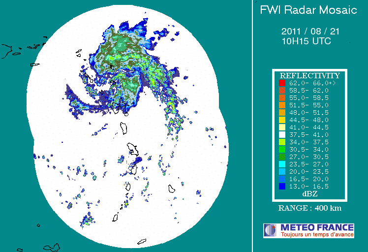 French Antilles Radar Animation for Irene (Aug 2011) Approach