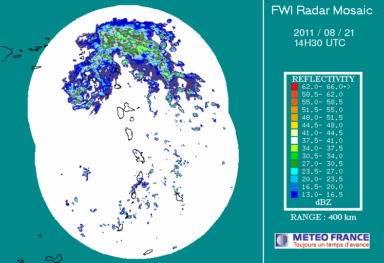 French Antilles Radar Animation for Irene (Aug 2011) Approach