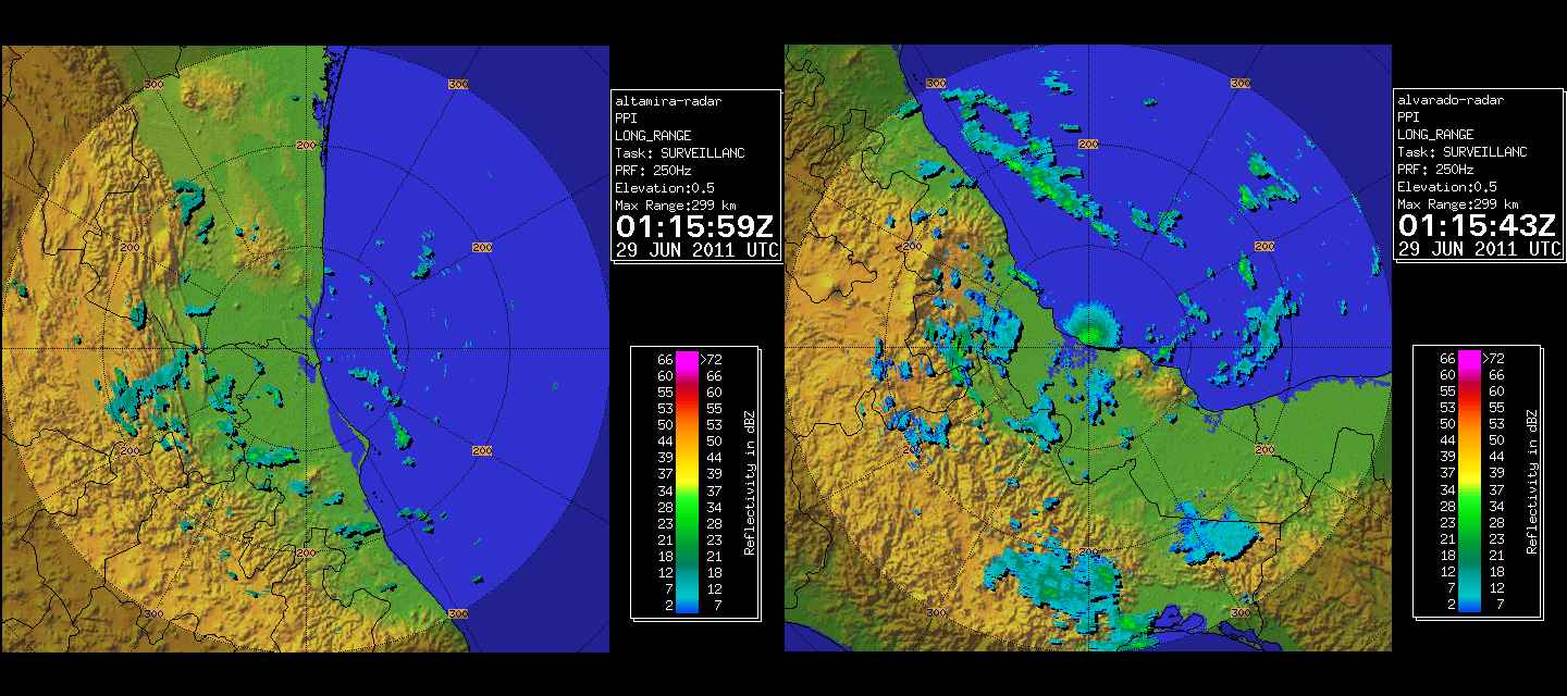 Alimira and Alvarado Mexico Radar for Arlene (2011)  Approach