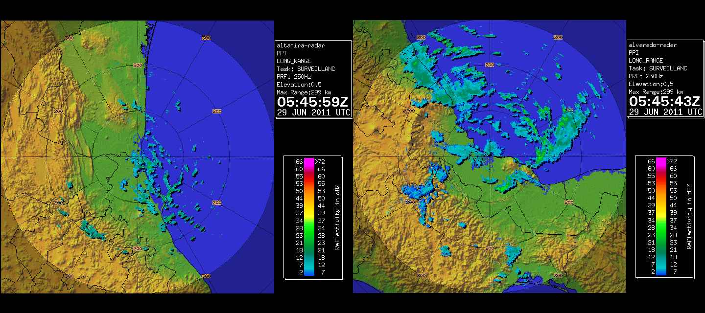 Alimira and Alvarado Mexico Radar for Arlene (2011)  Approach