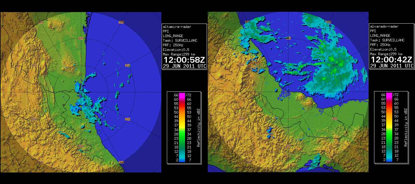 Alimira and Alvarado Mexico Radar for Arlene (2011)  Approach