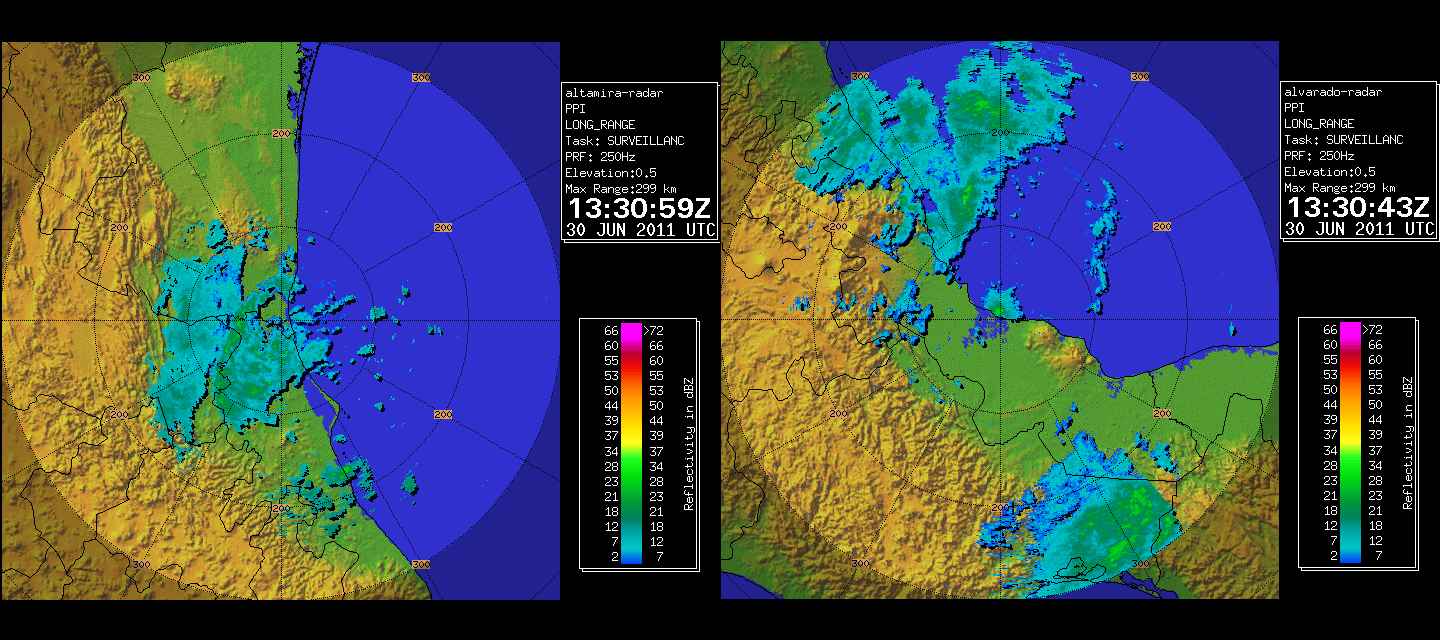 Alimira and Alvarado Mexico Radar for Arlene (2011)  Approach