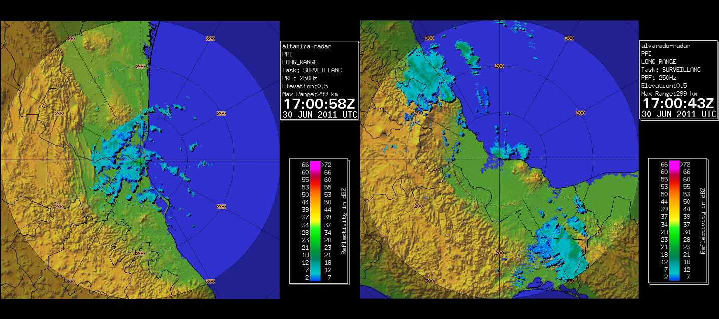 Alimira and Alvarado Mexico Radar for Arlene (2011)  Approach