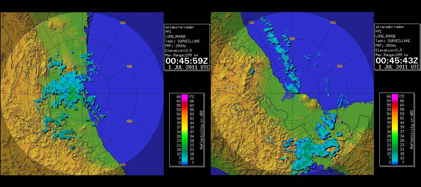 Alimira and Alvarado Mexico Radar for Arlene (2011)  Approach