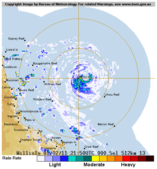 Tropical Cyclone Yasi (2011) Regional Radar Approach to Cairns, Queensland, Australia