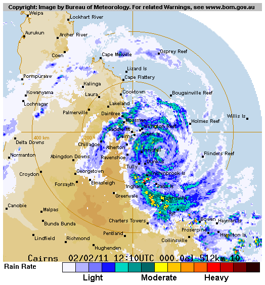 Tropical Cyclone Yasi (2011) Regional Radar Approach to Cairns, Queensland, Australia