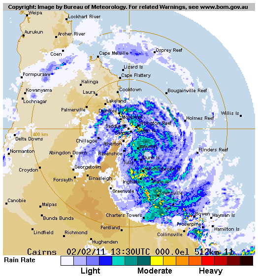 Tropical Cyclone Yasi (2011) Regional Radar Approach to Cairns, Queensland, Australia