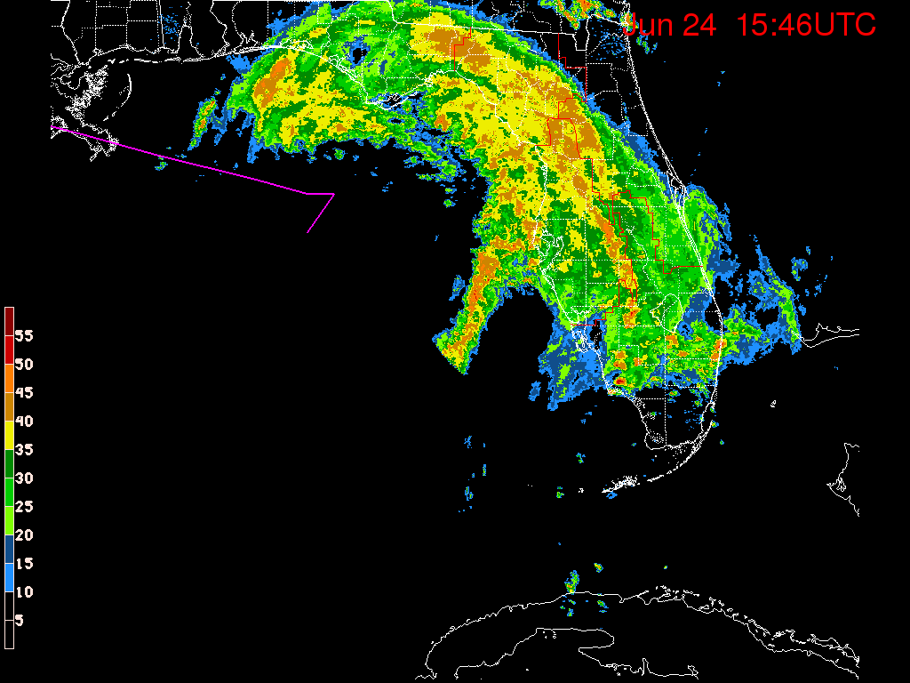 Florida Radar Recording From SFWMD for Debby (2012) Approach