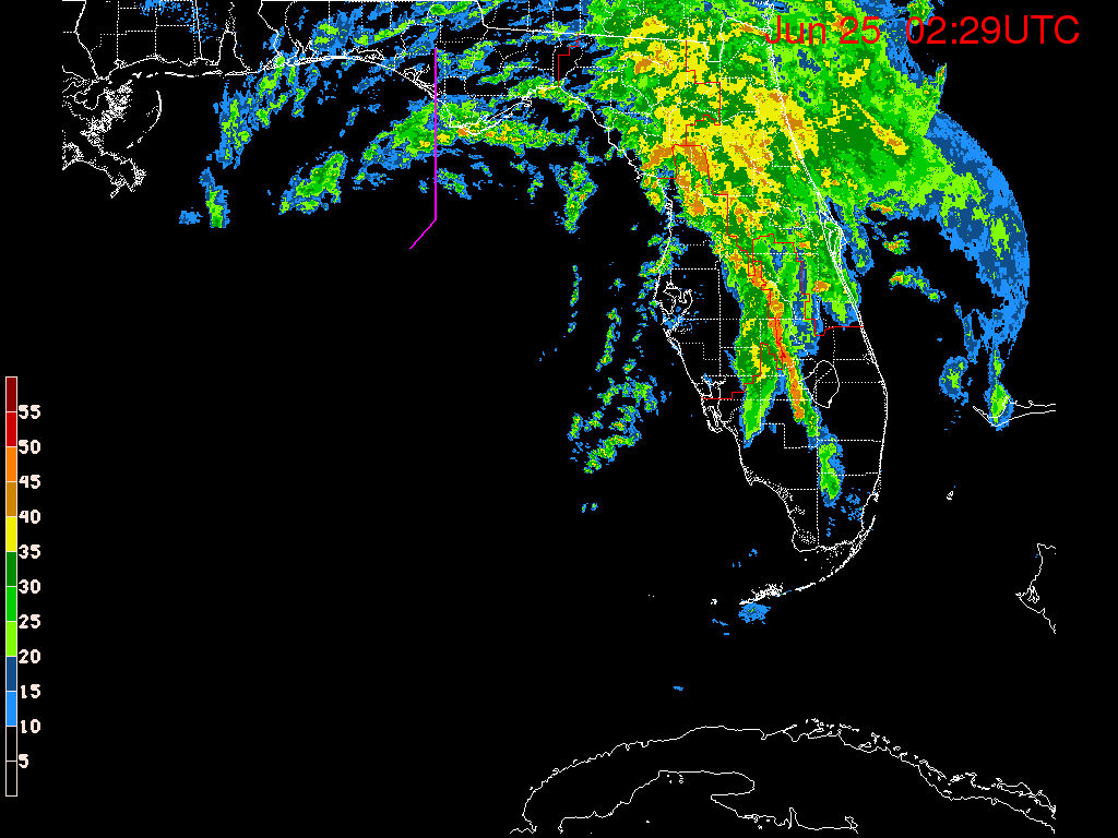 Florida Radar Recording From SFWMD for Debby (2012) Approach