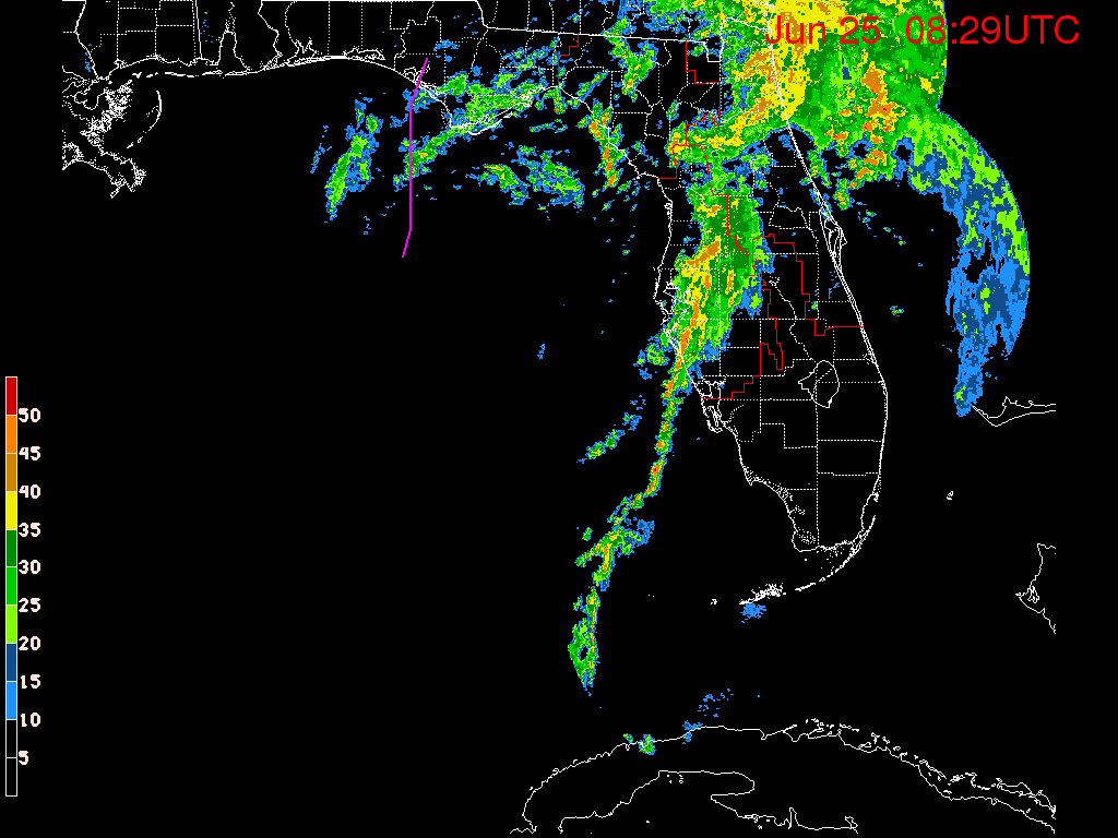 Florida Radar Recording From SFWMD for Debby (2012) Approach