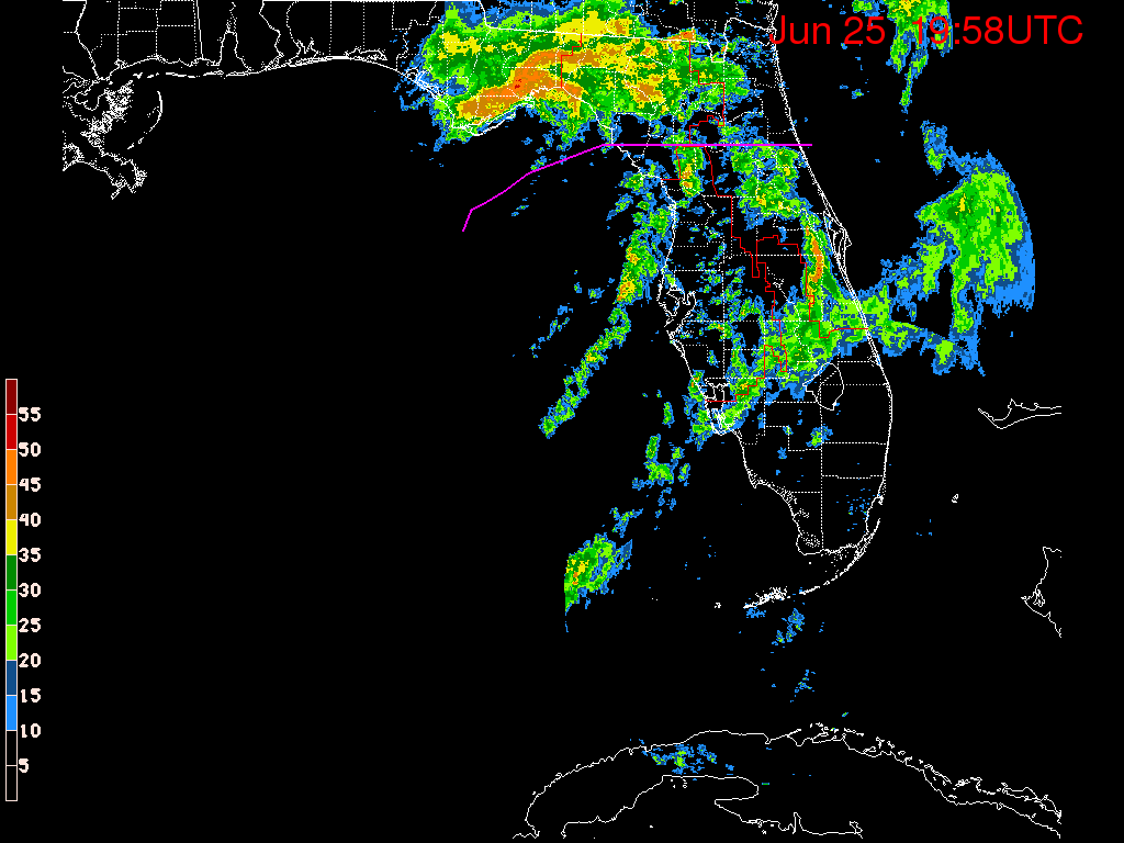 Florida Radar Recording From SFWMD for Debby (2012) Approach