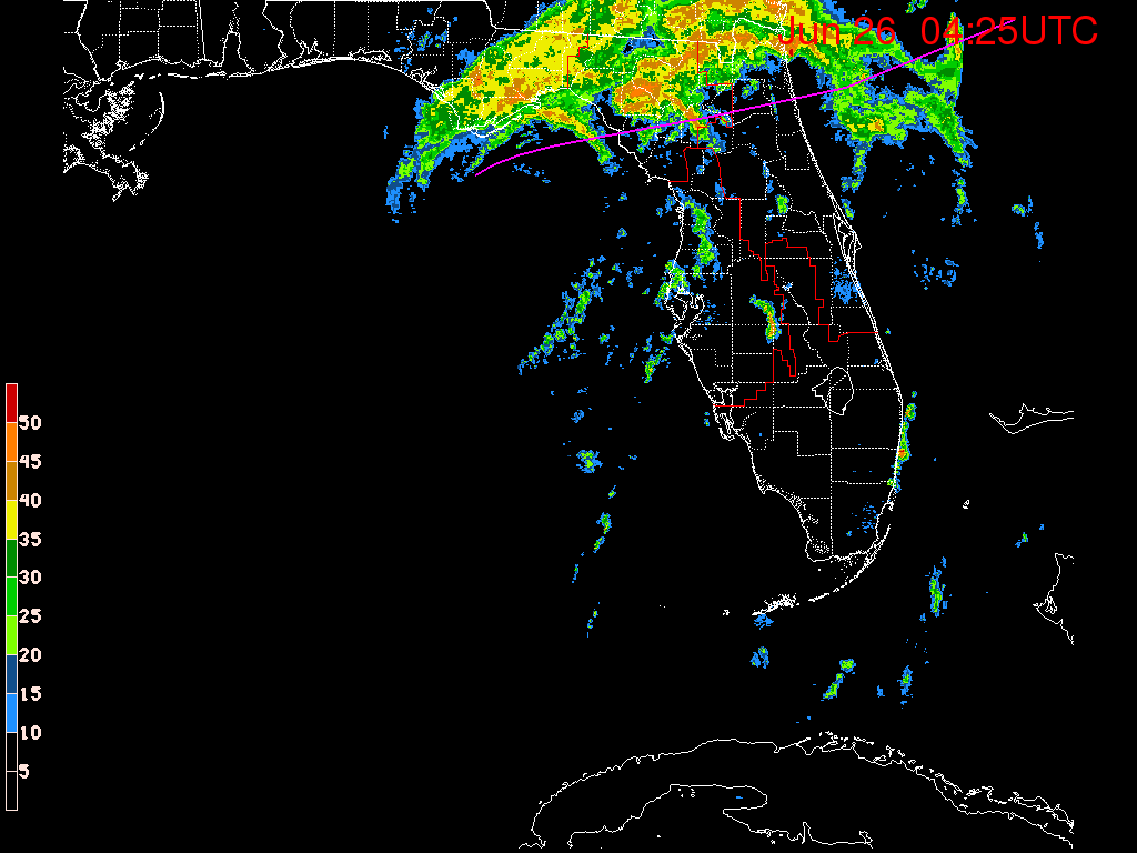 Florida Radar Recording From SFWMD for Debby (2012) Approach