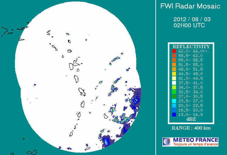 French Antilles Radar Animation for Ernesto (Aug 2012) Approach