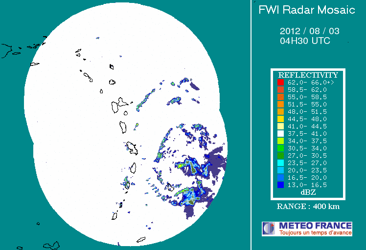 French Antilles Radar Animation for Ernesto (Aug 2012) Approach