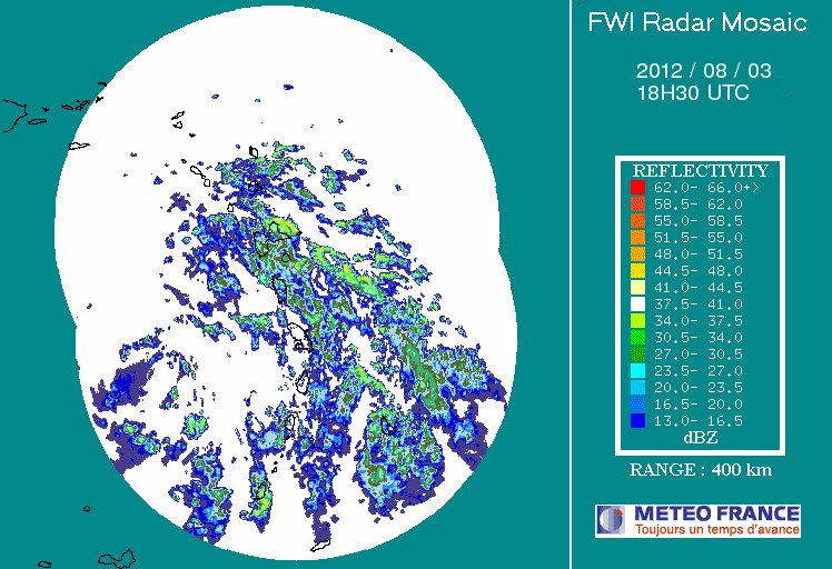 French Antilles Radar Animation for Ernesto (Aug 2012) Approach
