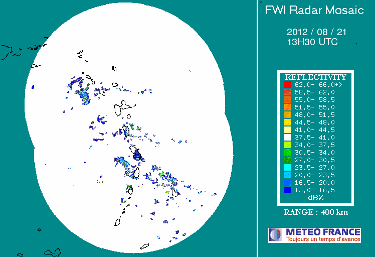 French Antilles Radar Animation for TD9/Isaac (Aug 2012) Approach