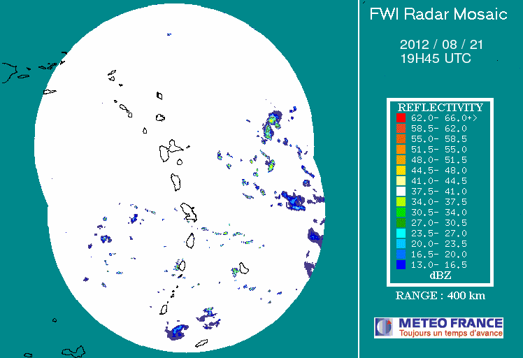 French Antilles Radar Animation for TD9/Isaac (Aug 2012) Approach