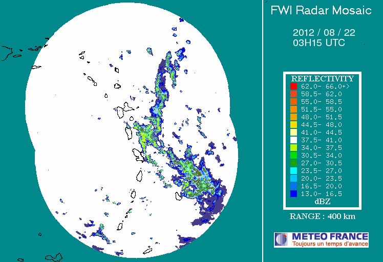 French Antilles Radar Animation for TD9/Isaac (Aug 2012) Approach