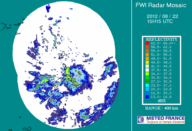 French Antilles Radar Animation for TD9/Isaac (Aug 2012) Approach