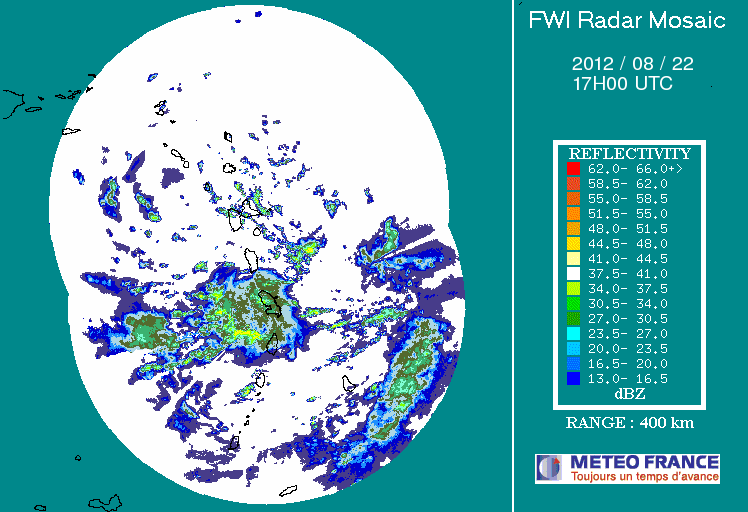 French Antilles Radar Animation for TD9/Isaac (Aug 2012) Approach